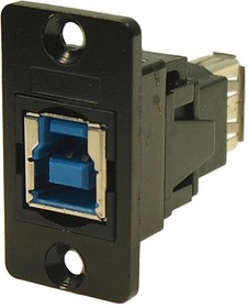 Фото 1/2 CP30606NMB, Адаптер; гнездо USB A,гнездо USB B; SLIM; USB 3.0; позолота; 29мм