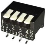 193-4MSR, 24V 50mA 7000 Flat dIal, raIsed type 4 - DIP SwItches