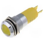 SWBU14124A, Индикат.лампа: LED, вогнутый, желтый, 24-28ВDC, 24-28ВAC, d14,2мм