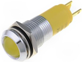 SWBU14124A, Индикат.лампа: LED, вогнутый, желтый, 24-28ВDC, 24-28ВAC, d14,2мм