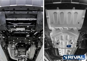 Фото 1/3 Защита картера двигателя, КПП и раздаточной коробки BMWx3,x4 крепеж в комплекте алюминий 4 мм серый RIVAL K333.0531.1