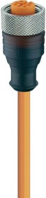 Sensor actuator cable, M12-cable socket, straight to open end, 5 pole, 5 m, PVC, orange, 4 A, 11382