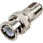 PSG08509, RF / Coaxial Adapter, BNC, Plug, F, Receptacle, Straight Adapter, 50 ohm