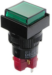 D16LAS1-1ABKG, кнопка с фиксацией и LED подсветкой 250В 5А