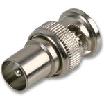 VA230, BNC Plug to TV Coaxial Plug Adaptor, Nickel Plated Brass Body