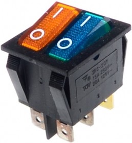 SWR 2101-1A3 Y+BL/B IRS, Переключатель клавишный с подсветкой