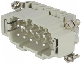 Фото 1/2 CNEM 10 T, Разъем HDC, "папа", PIN 10, конфигурация выводов 10+PE, размер 57.27, 16А, 500В, с защитой провода