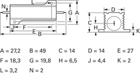 Wirewound resistor, 15 Ω, 25 W, ±5 %