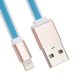 Фото 1/2 USB Дата-кабель Cable для Apple 8 pin плоский мягкий силикон 1 м. голубой
