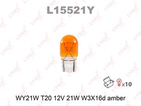 L15521Y, Лампа WY21W 12V W3x16D AMBER, LYNXauto | купить в розницу и оптом