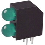 552-0222F, 552-0222F, Green Right Angle PCB LED Indicator, 2 LEDs, Through Hole 2.1 V
