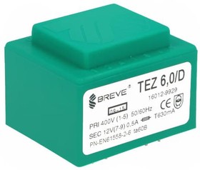 TEZ6/D400/12V, Трансформатор: залитый, 6ВА, 400ВAC, 12В, 500мА, PCB, IP00, 200г