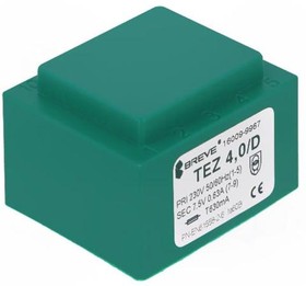 TEZ4/D230/7.5V, Трансформатор: залитый, 4ВА, 230ВAC, 7,5В, 533,3мА, PCB, IP00, 150г