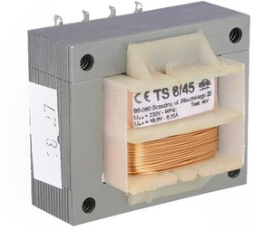 TS8/45, Трансформатор: сетевой, 8ВА, 230ВAC, 18В, 0,35А, винтами, IP00