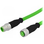 21349293405010, Sensor Cables / Actuator Cables M12-D 4PIN M/F STRT DBL END 1.0M PVC