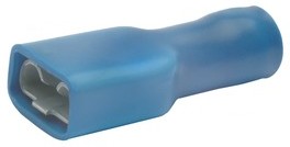 Insulated flat plug sleeve, 6.3 x 0.8 mm, 1.5 to 2.5 mm², AWG 16 to 14, brass, tin-plated, blue, 730V