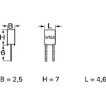 MKS film capacitor, 6.8 nF, ±5 %, 250 V (DC), PET, 2.5 mm, MKS0C016800B00KSSD