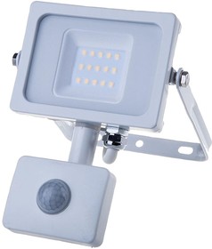 435 VT-10-S, 10W LED Floodlight with PIR, 6400K, 800lm, White, IP65