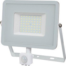 467 VT-50-S, 50W LED Floodlight with PIR, 4000K, 4000lm, White, IP65