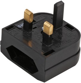 CP1D, Mains Converter Plug, Euro Plug, UK Plug, 10 A, 5 A, Black, PP (Polypropylene) Body