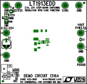 Фото 1/2 DC1316A, Power Management IC Development Tools LT1913EDD - 36V, 3.5A, 2.4MHz Step-Down