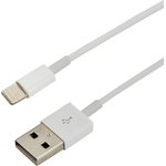 18-0001, Кабель USB-A - Lightning для Apple, 2,4А, 1м, ПВХ, белый