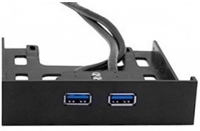 Фото 1/4 Exegate EX280446RUS Планка USB на переднюю панель Exegate U3H-615, 3,5", 2*USB 3.0, черная, подсоединение к мат. плате