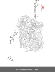 05E905110, 05E905110 VW Passat B8 1.5TSI 2018.08  Катушка зажигания