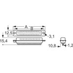 D-Sub plug, 15 pole, standard, equipped, straight, solder cup, 5-747908-2