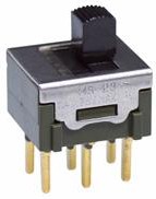 MS23ANG03, Slide Switches DPDT ON-OFF-ON .150 ACTUATOR PC .4VA