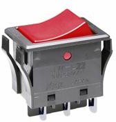 JWL22RCA, Switch Rocker ON None ON DPDT Quick Connect/Solder Lug Curved Rocker 16A 250VAC 72VDC 25000Cycles