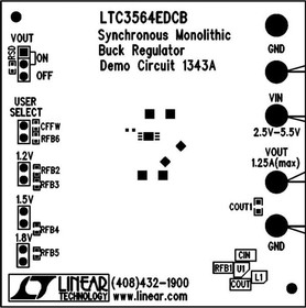 DC1343A, Power Management IC Development Tools LTC3564EDCB 2.25MHz, 1.2A S