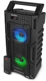 Фото 1/7 SVEN PS-435 2.0 Мобильные колонки чёрные (2 x 10W, TWS, Bluetooth, FM, USB, microSD, LED-дисплей, ПДУ, 2 x 2000 мАч)