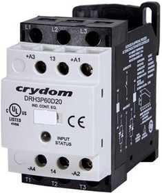 DRH3P60D20R, Solid State Contactor - 4-32 VDC Control Voltage Range - 20 A Maximum Load Current - 48-600 VAC Operating Voltage ...