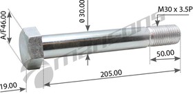 Фото 1/2 M30205, M30205_болт полурессоры оцинкованный! M30x3.5x205\ BPW