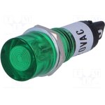 NI-1GN, Индикат.лампа: с неоновой лампой, плоский, зеленый, 230ВAC, IP20
