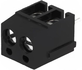 Фото 1/3 DG300-5.0-02P-13-00A(H), (чёрный), Винтовой клеммный блок с защитой провода, 2 контакта. Серия DG300-5.0