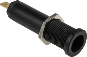 Фото 1/4 4 mm socket, flat plug connection, mounting Ø 12.2 mm, CAT IV, black, 66.9427-21