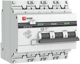 Дифференциальный автомат АД-32 3P+N 25А/300мА 4,5кА PROxima DA32-25-300-4P-pro