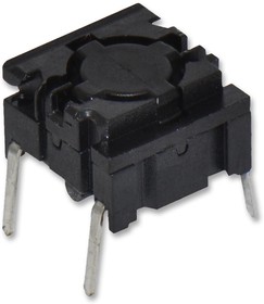 Short-stroke pushbutton, 1 Form A (N/O), 50 mA/24 VDC, illuminated, actuator (black), 3.5 N, THT