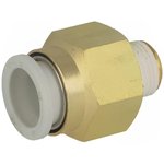 KQ2H10-01AS, KQ2 Series Straight Threaded Adaptor, R 1/8 Male to Push In 10 mm ...