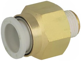 Фото 1/3 KQ2H10-01AS, Straight Connector Fitting R1/8"-10.0 mm Male Connector