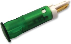 QS81XXG12, Светодиодный индикатор в панель, фиксация защелкой, Зеленый, 12 В DC, 8 мм, 20 мА, 20 мкд
