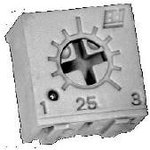 Cermet trimmer potentiometer, 100 kΩ, 0.5 W, THT, on top, 25PR100KLF