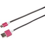 18-4240, Кабель USB-A - micro USB, 2,4А, 1м, в черной тканевой оплетке, усиленный