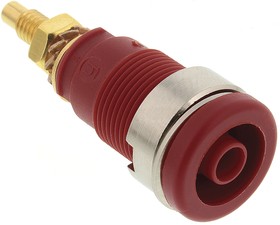 Фото 1/3 972354101, Red Female Banana Socket, 4 mm Connector, Solder Termination, 32A, Gold Plating