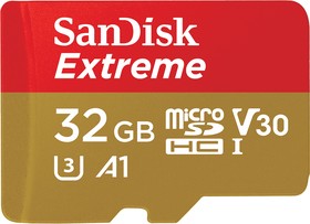Карта памяти microSDHC UHS-I U3 Sandisk Extreme 32 ГБ, 100 МБ/с, Class 10, SDSQXAF-032G-GN6MN, 1 шт.