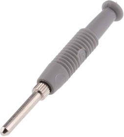 Grey Male Banana Plug, 2mm Connector, Solder Termination, 6A, 60V dc, Nickel Plating