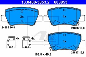 13046038532, Колодки тормозные дисковые задн, TOYOTA: AVENSIS седан 1.6/1.8/2.0/2.0 D-4D/2.2 D-4D 09-, AVENSIS ун