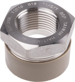Фото 1/3 Stainless Steel Pipe Fitting, Straight Hexagon Bush, Male R 1-1/2in x Female Rc 1in